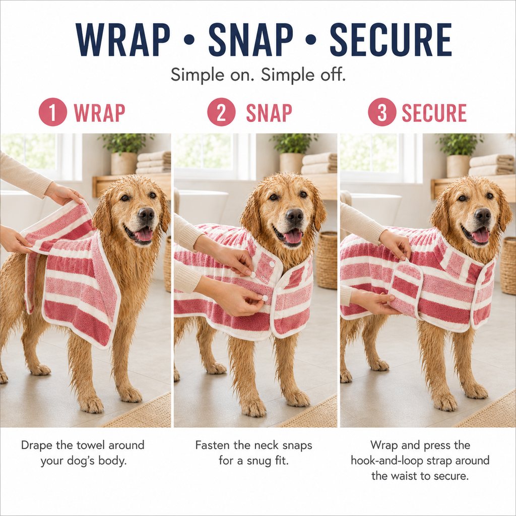 Wearable Microfiber Dog Drying Towel for Bath & Rain