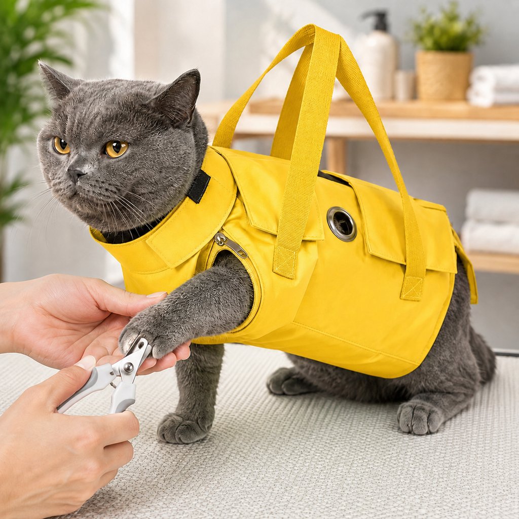Multi-Use Cat Carrier and Grooming Bag with Paw Access